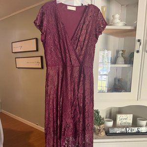 Altar'd State Burgundy Lace High Low Dress
